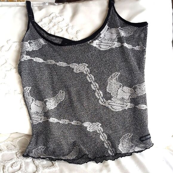 VINTAGE  Harley-Davidson Silver/Black Mesh Tank Top XS - Picture 3 of 10